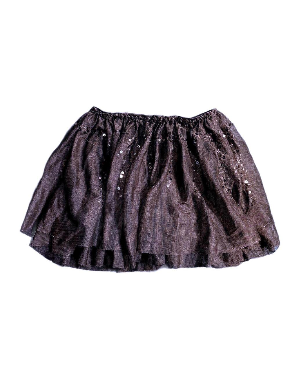 Justice girls sz 6 Black Sequin Tulle Skirt with Elastic Waistband